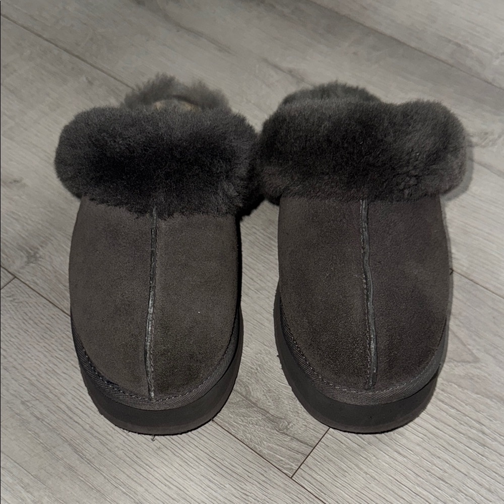 Ugg Gray Shearling Platform Slippers - image 2